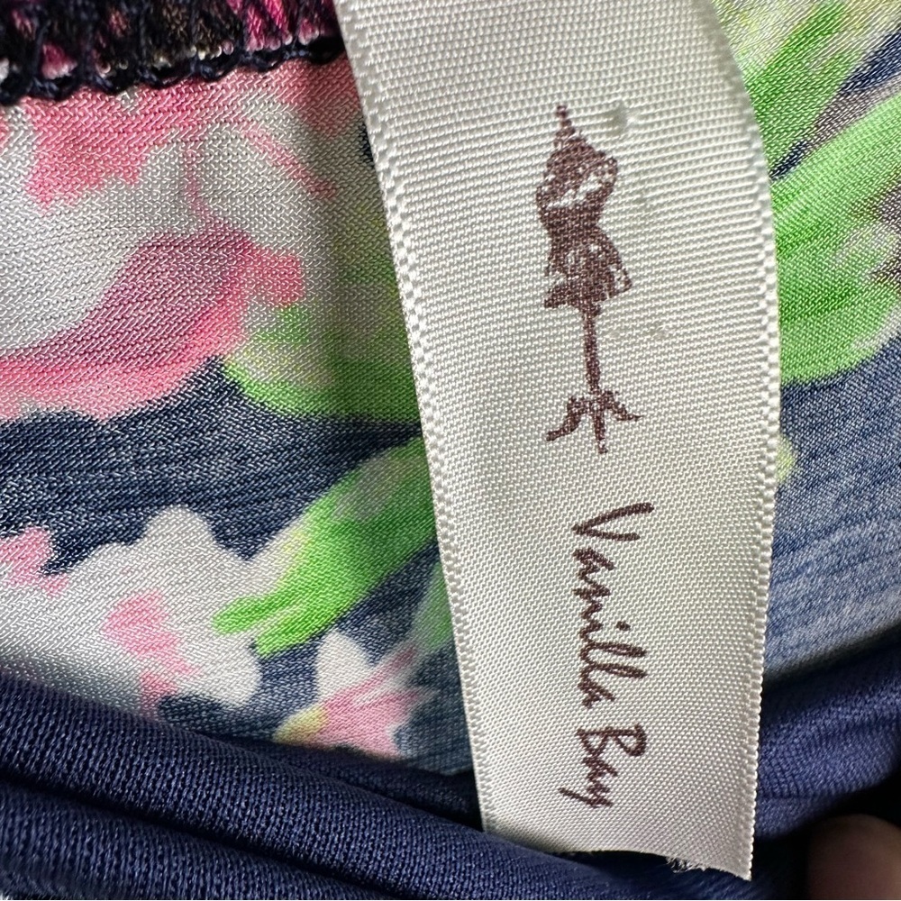 VANILLA BAY NAVY AND NEON PINK FLORAL MAXI DRESS WITH POCKETS SMALL - Picture 10 of 11
